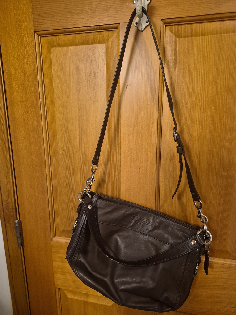 Coach F14707 Zoe Leather Convertible Hobo Brown Crossbody Y2K